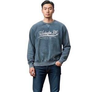 EMI Men's Washington DC Sweatshirt Sz S Heathered Blue Crew Long Sleeve Vtg Wash